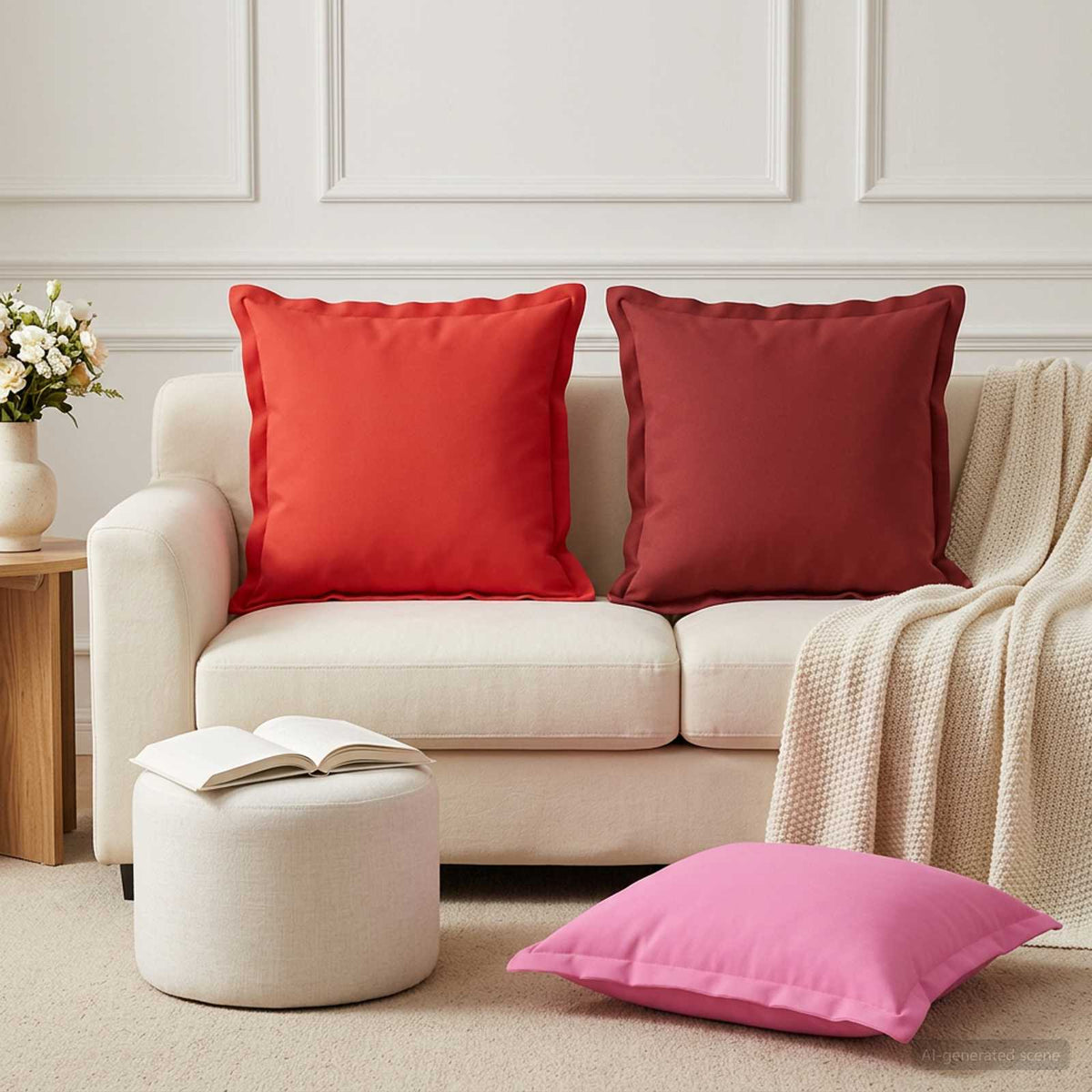 Cushion with Pillow HOUTEN 6 pcs Red Polyester
