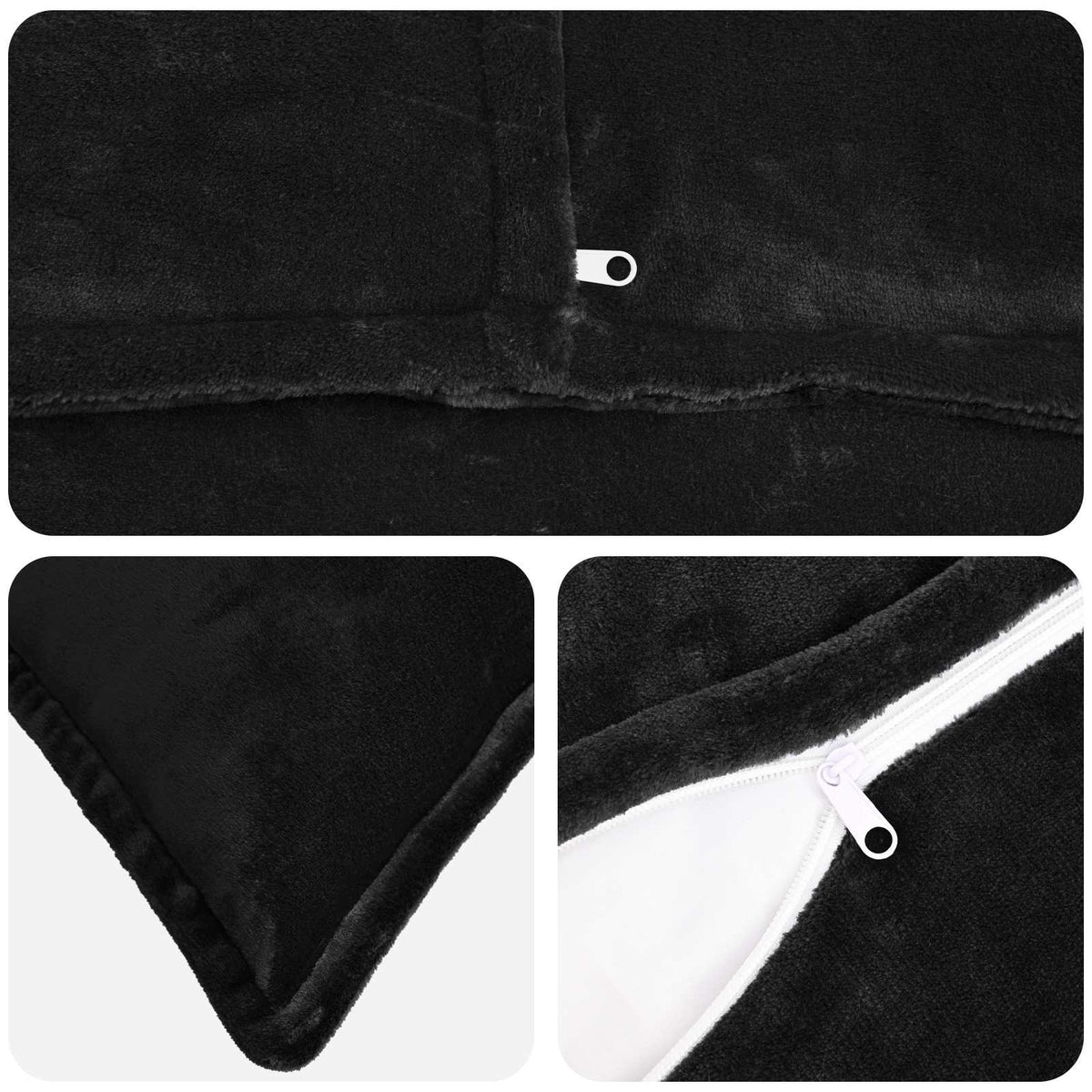 Cushion Cover 12 pcs HOUTEN Black 45 x 45 cm Flannel