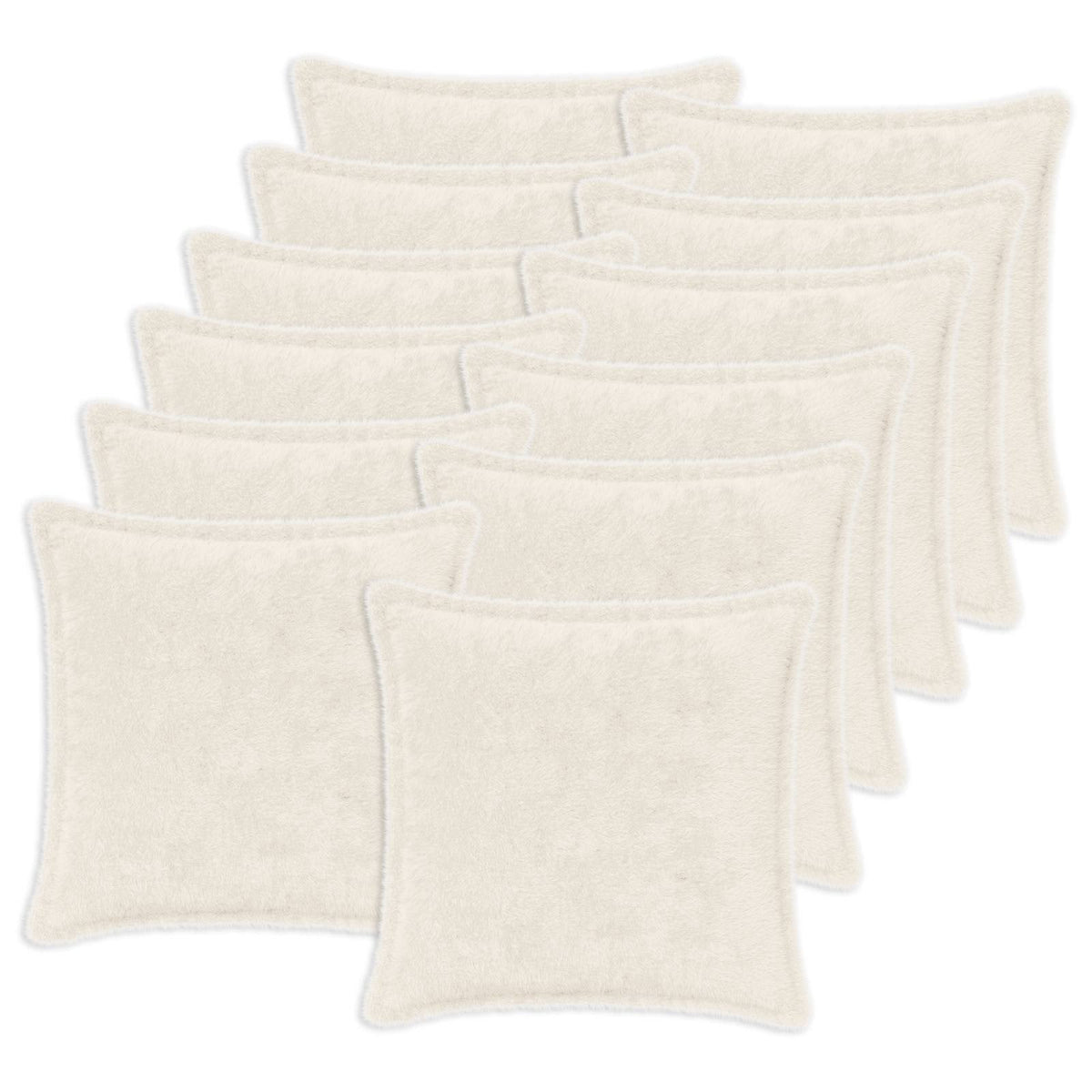 Cushion Cover 12 pcs HOUTEN White 45 x 45 cm Faux Rabbit Fur