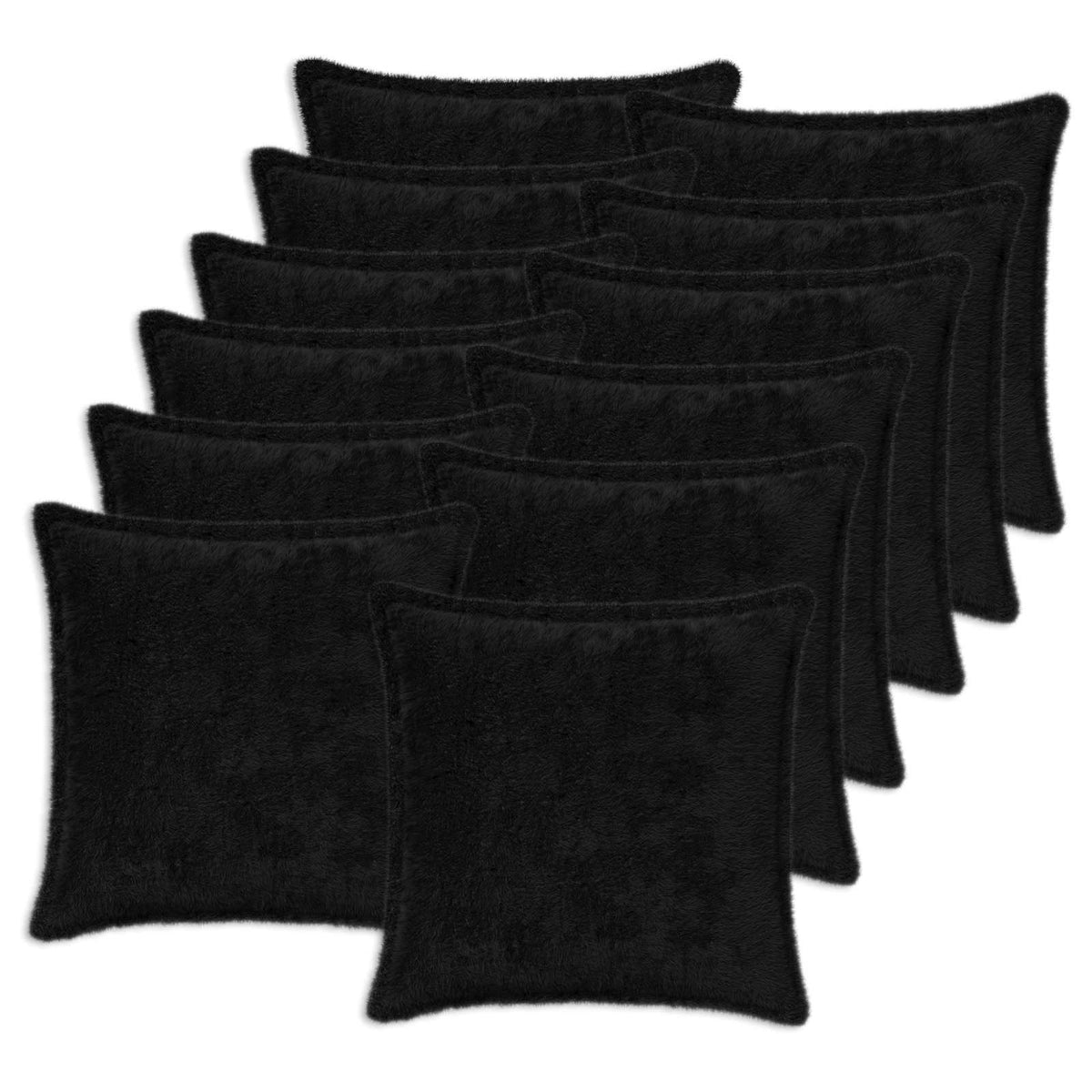 Cushion Cover 12 pcs HOUTEN Black 45 x 45 cm Faux Rabbit Fur