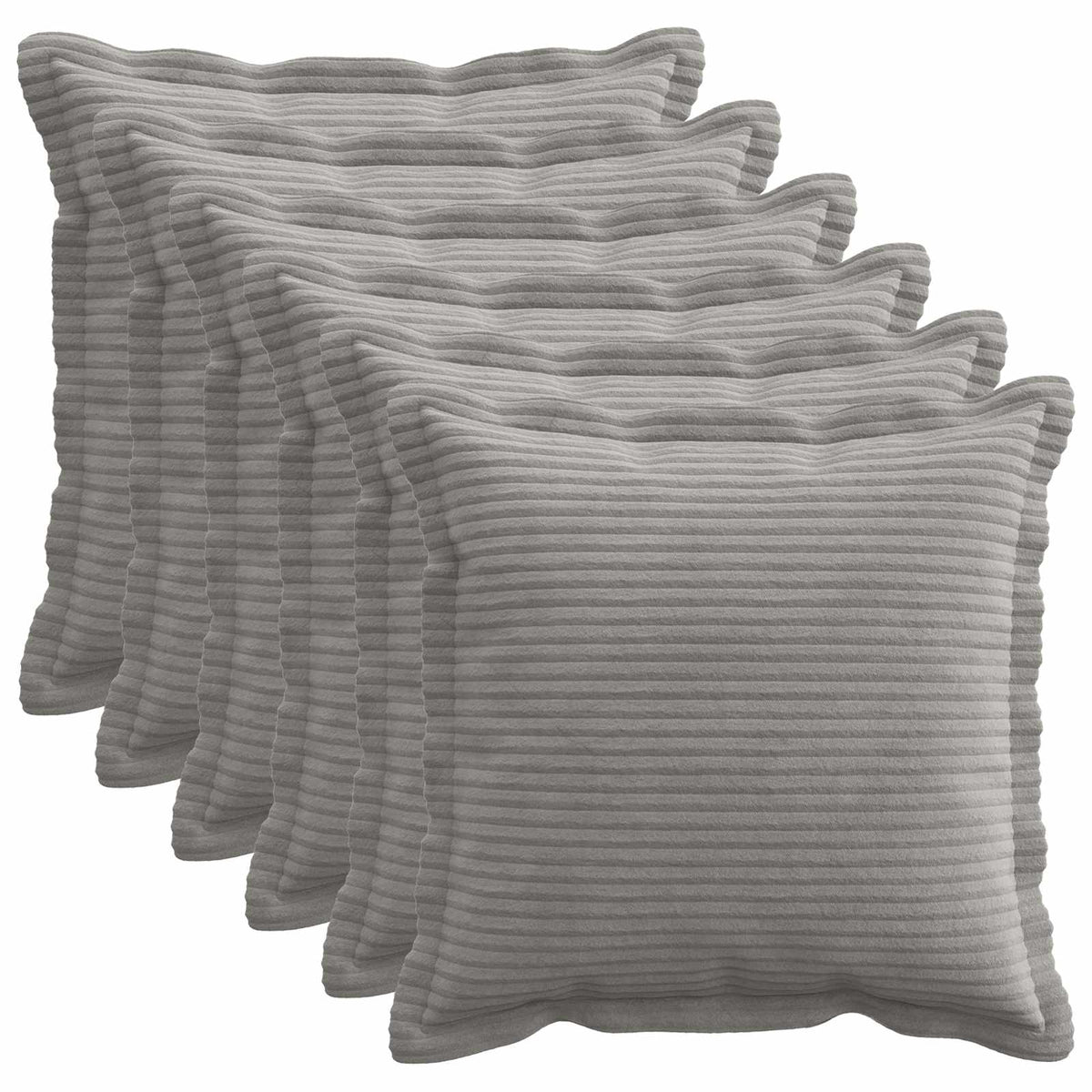 Cushion Cover 6 pcs HOUTEN Light Grey 50 x 50 cm Corduroy