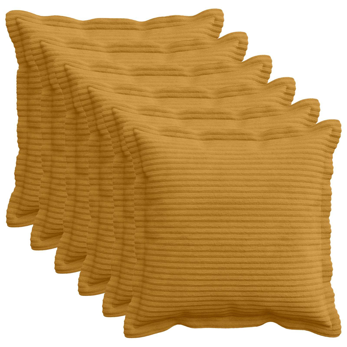 Cushion Cover 6 pcs HOUTEN Yellow 50 x 50 cm Corduroy