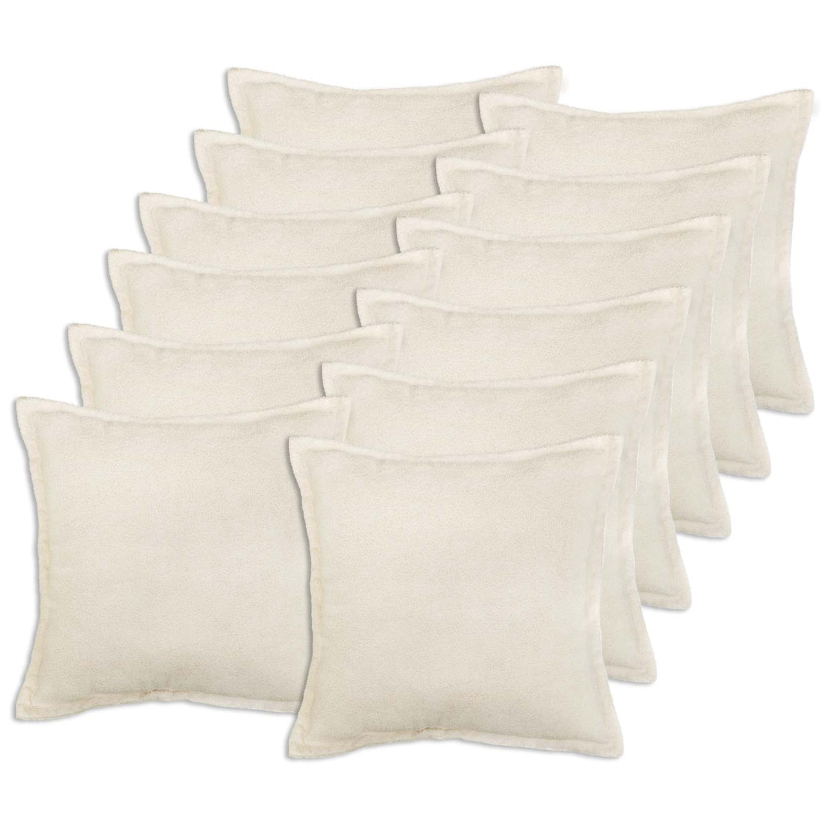 Cushion Cover 12 pcs HOUTEN Cream 50 x 50 cm Bouclé