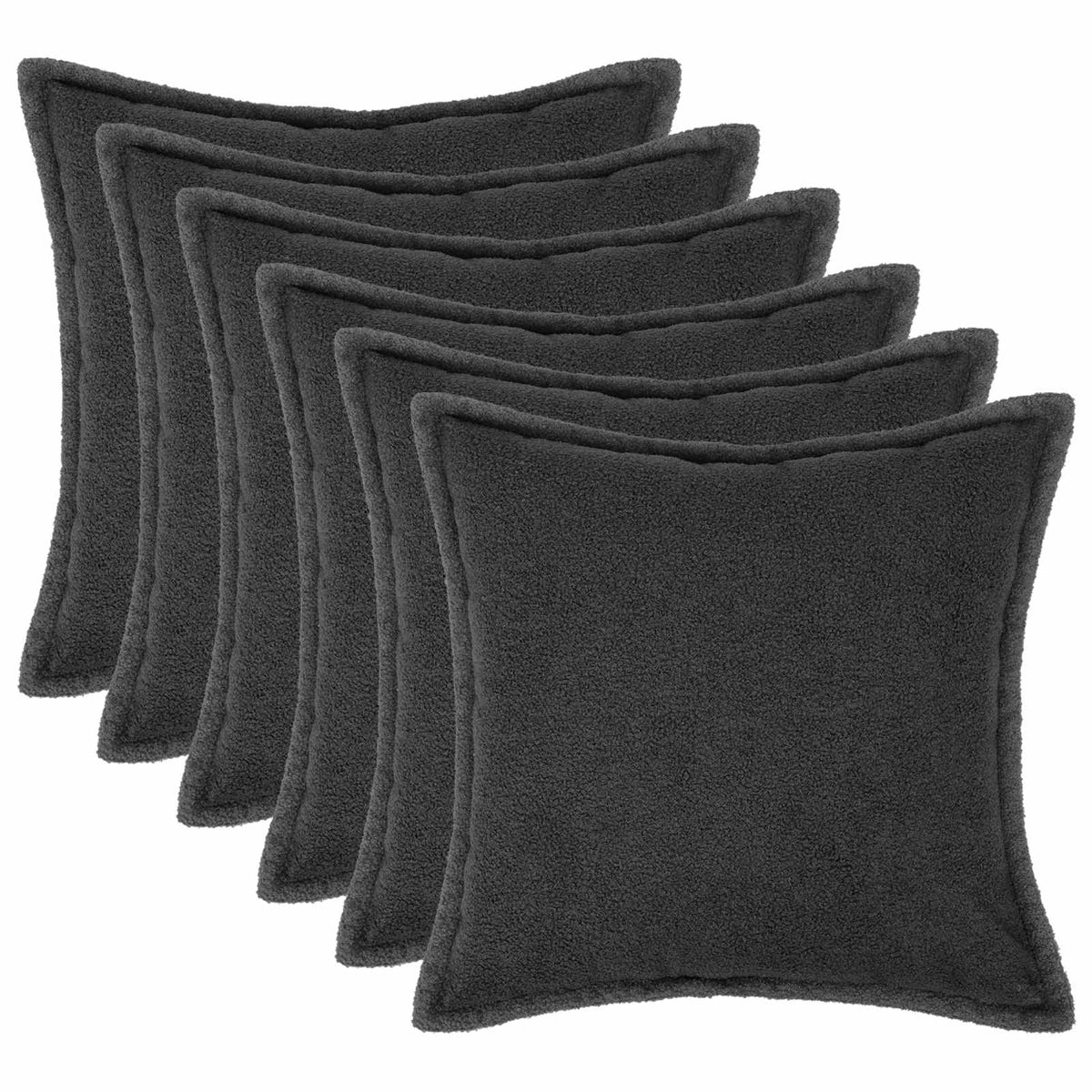 Cushion Cover 6 pcs HOUTEN Dark Grey 50 x 50 cm Bouclé