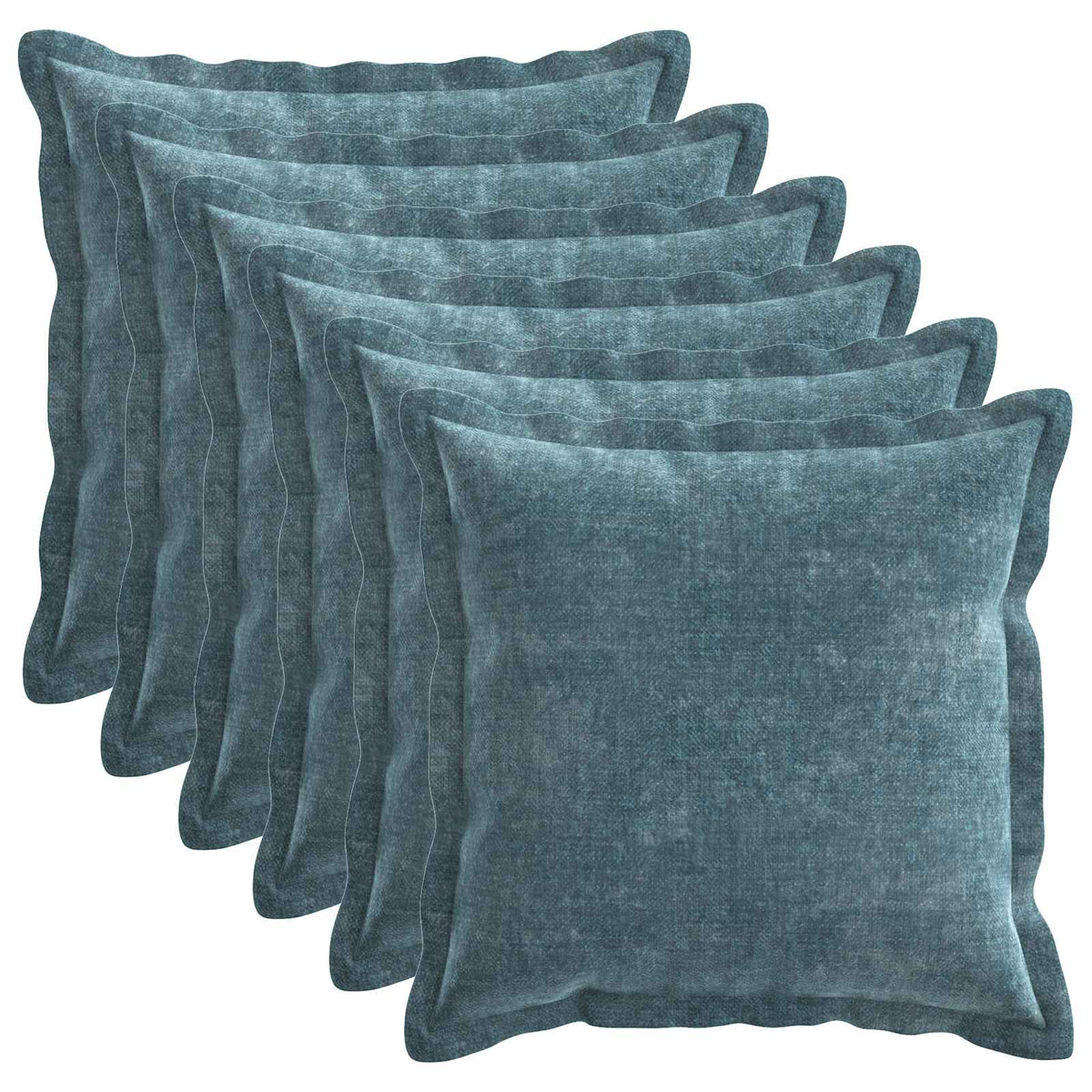 Cushion Cover 6 pcs HOUTEN Blue 50 x 50 cm Chenille Fabric