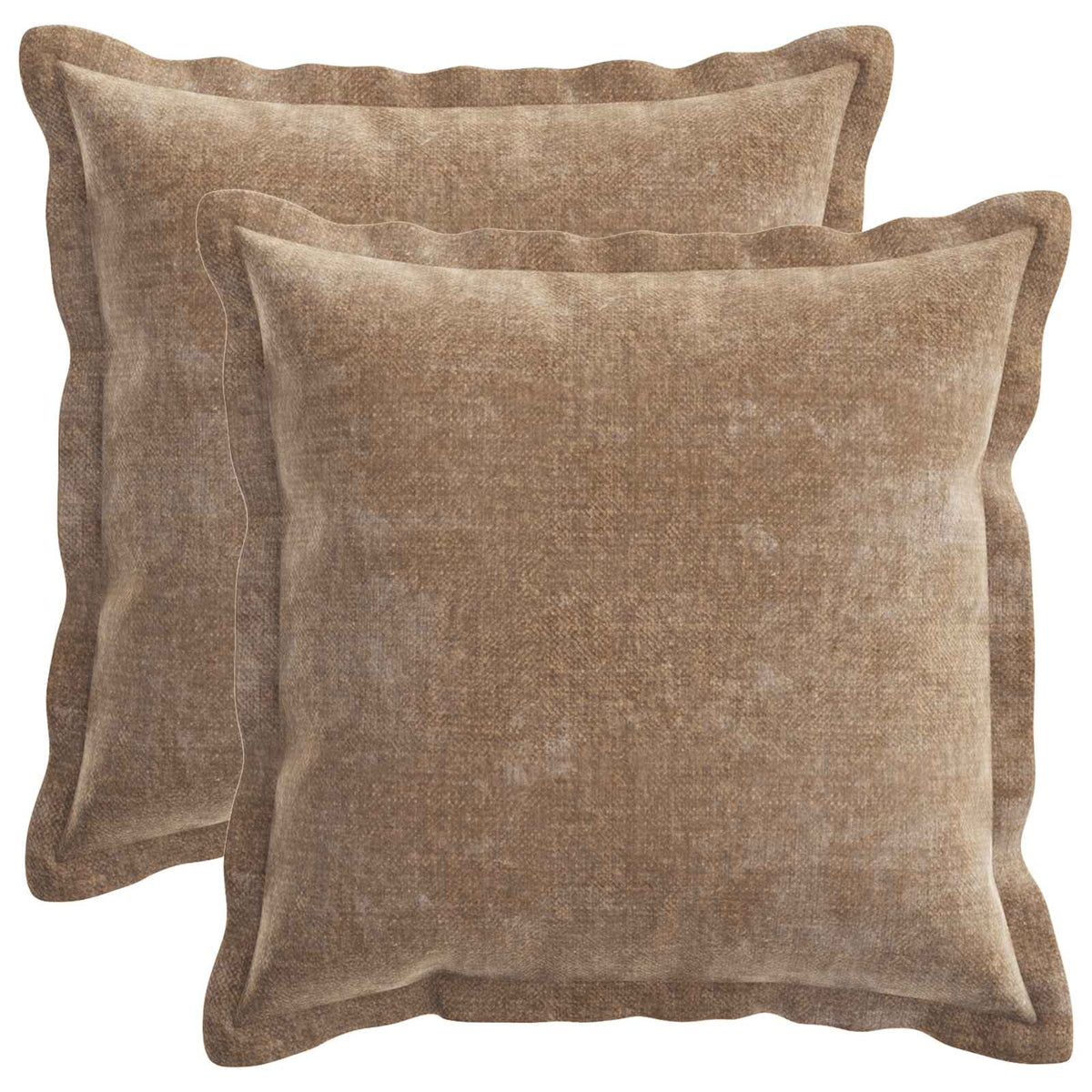 Cushion Cover 2 pcs HOUTEN Brown 50 x 50 cm Chenille Fabric