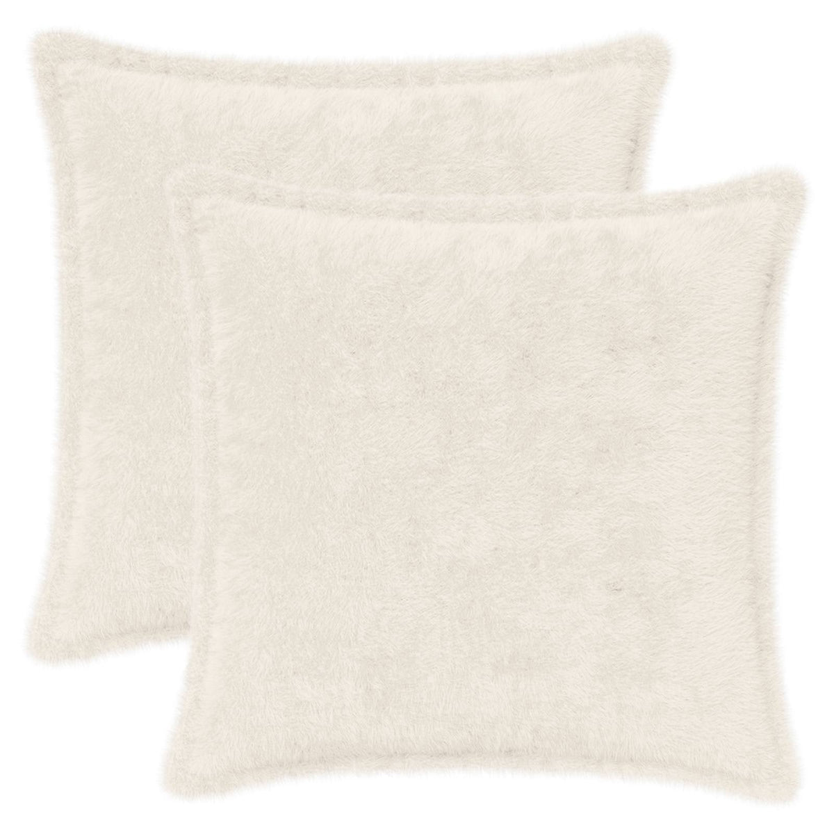 Cushion Cover 2 pcs HOUTEN White 50 x 50 cm Faux Rabbit Fur
