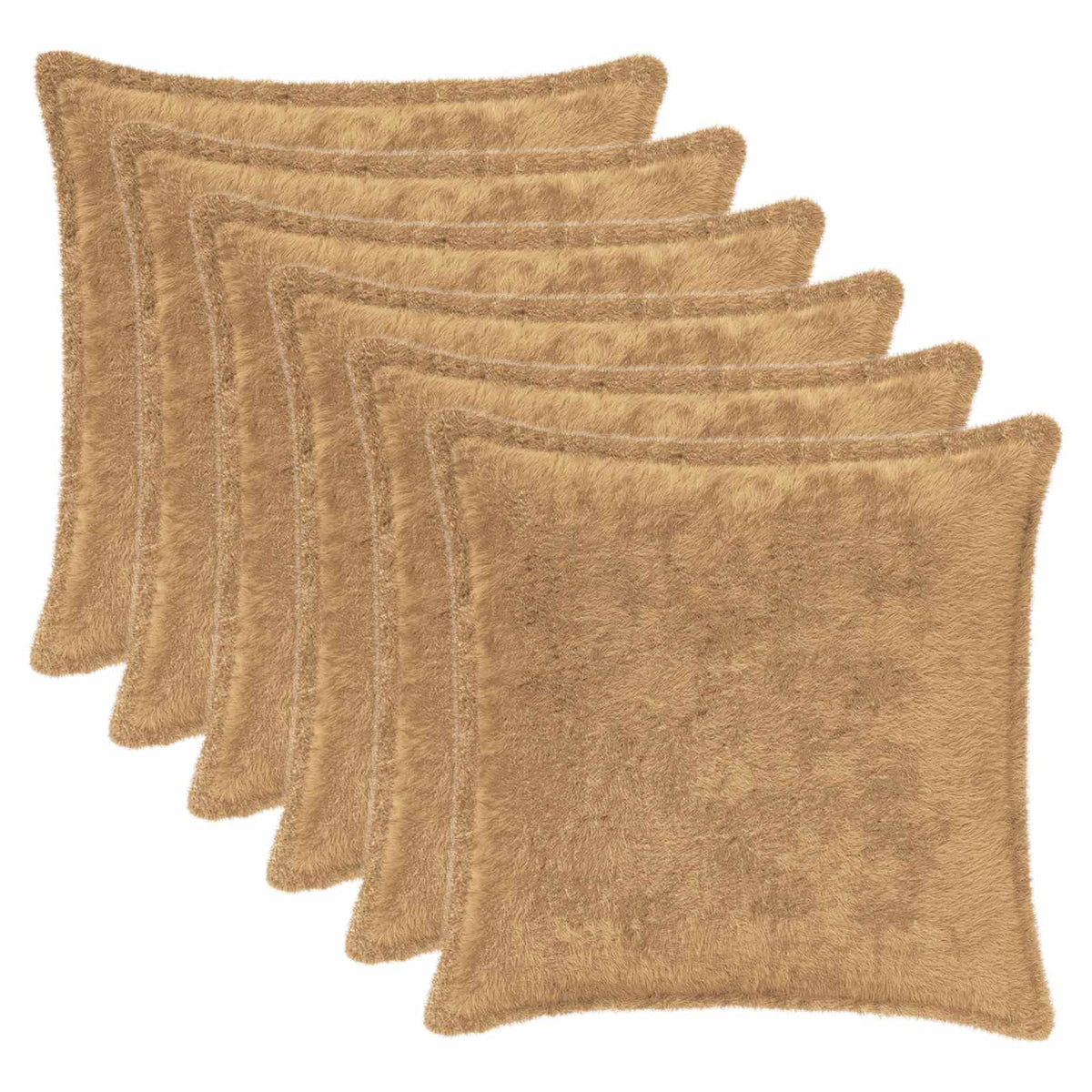 Cushion Cover 6 pcs HOUTEN Taupe 50 x 50 cm Faux Rabbit Fur