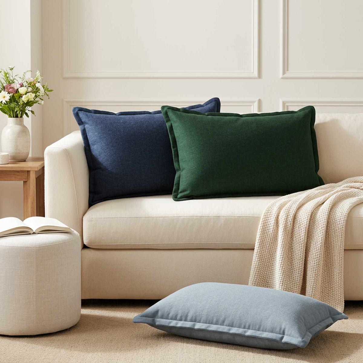 Throw Pillow 2 pcs HOUTEN Jeans Blue 50 x 75 cm Faux Linen
