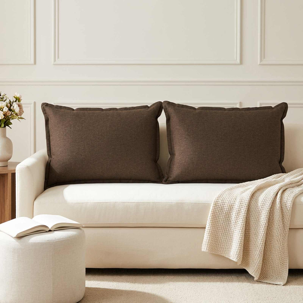 Throw Pillow 2 pcs HOUTEN Brown 50 x 70 cm Faux Linen