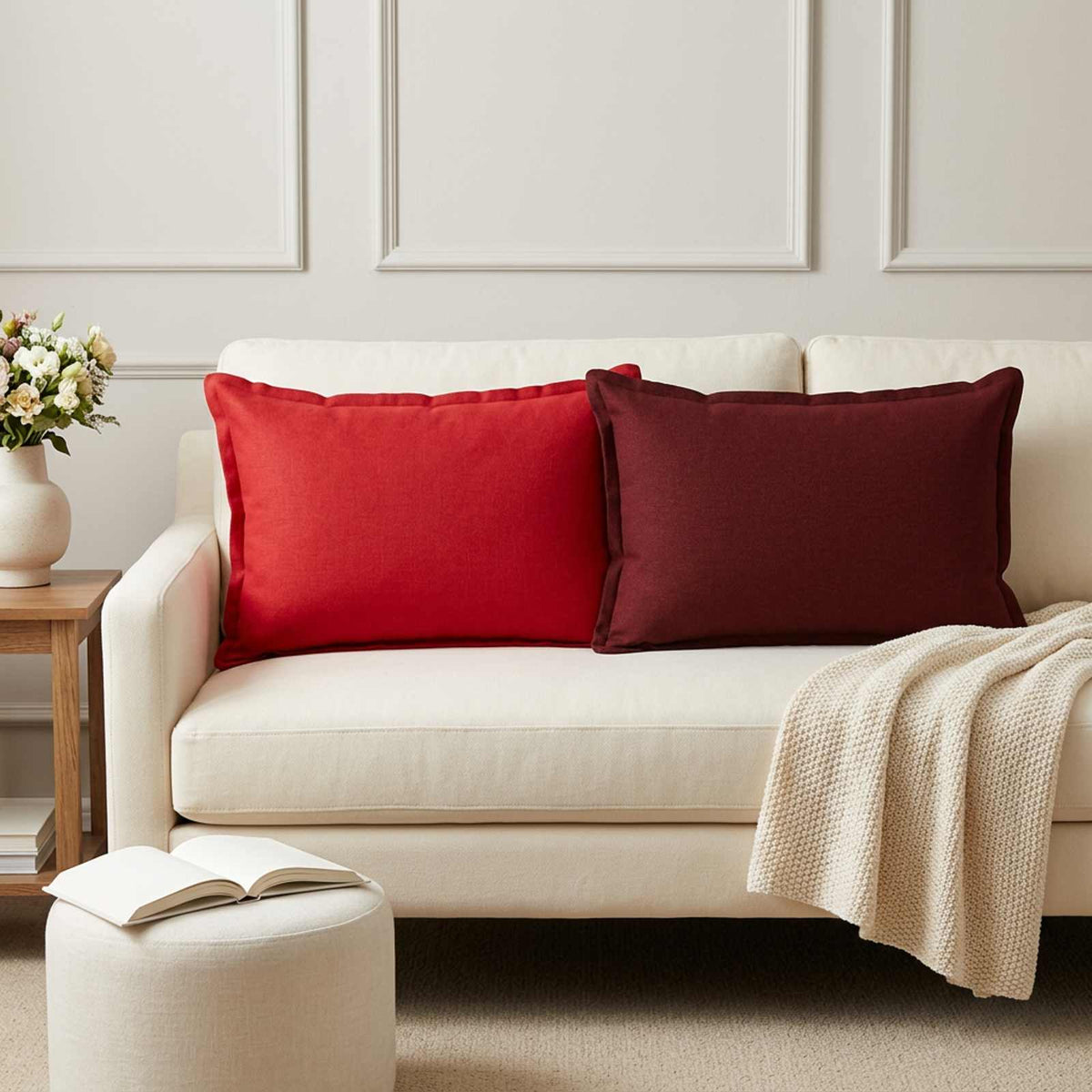 Throw Pillow 2 pcs HOUTEN Red 50 x 70 cm Faux Linen