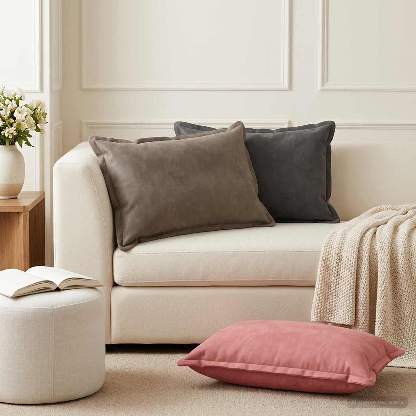 Cushion with Pillow HOUTEN 2 pcs Pink Velvet
