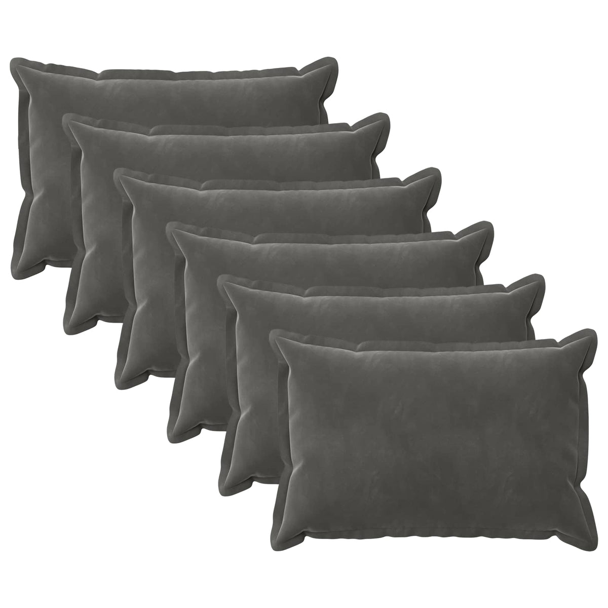 Cushion Cover 6 pcs HOUTEN Dark Grey 50 x 70 cm Velvet