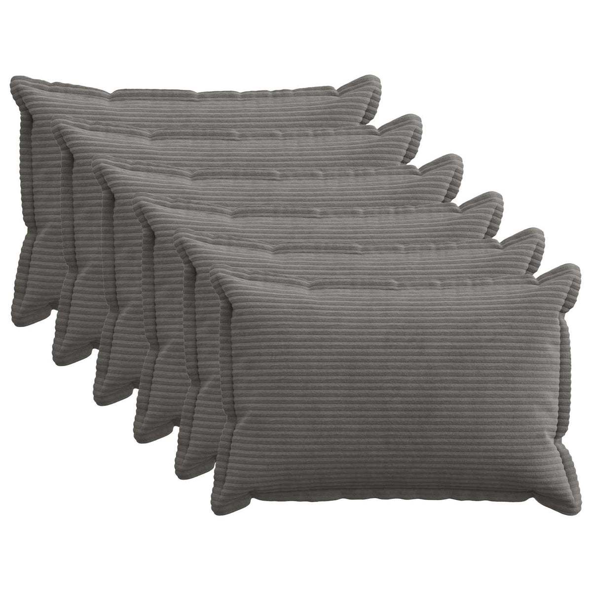 Cushion Cover 6 pcs HOUTEN Dark Grey 50 x 70 cm Corduroy