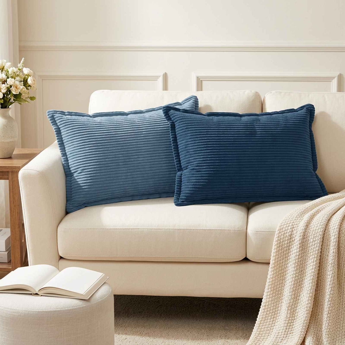 Cushion Cover 6 pcs HOUTEN Navy Blue 50 x 70 cm Corduroy