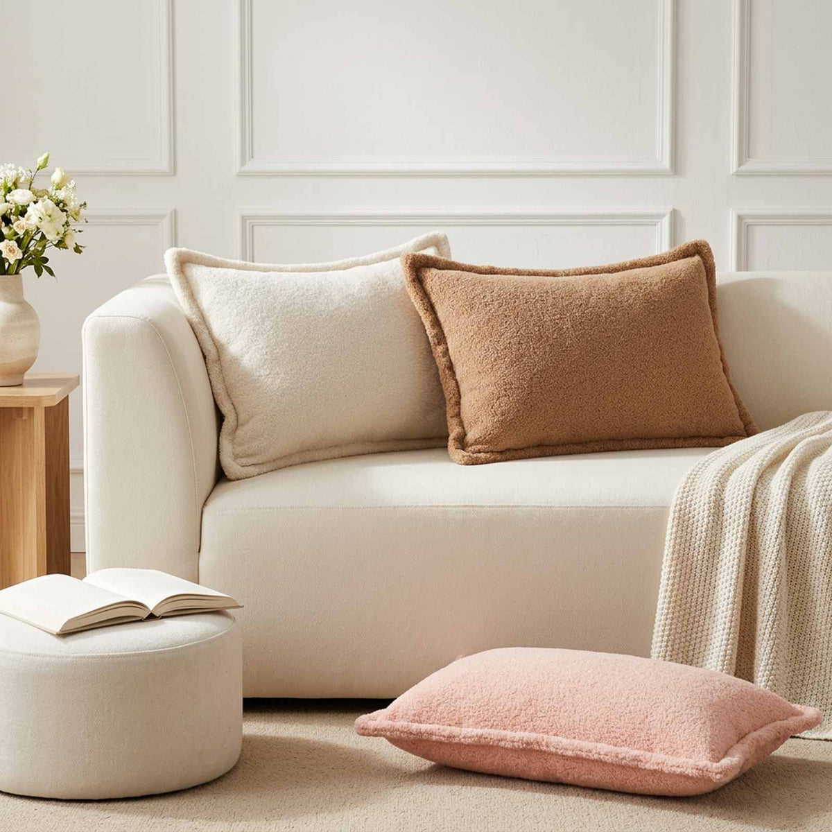 Cushion Cover 2 pcs HOUTEN Pink 50 x 70 cm Bouclé