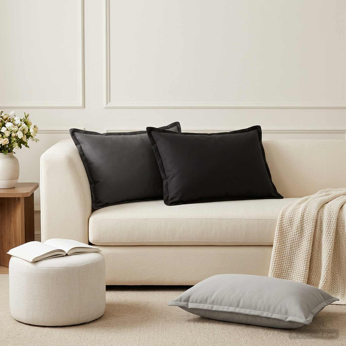 Cushion with Pillow HOUTEN 2 pcs Anthracite Polyester