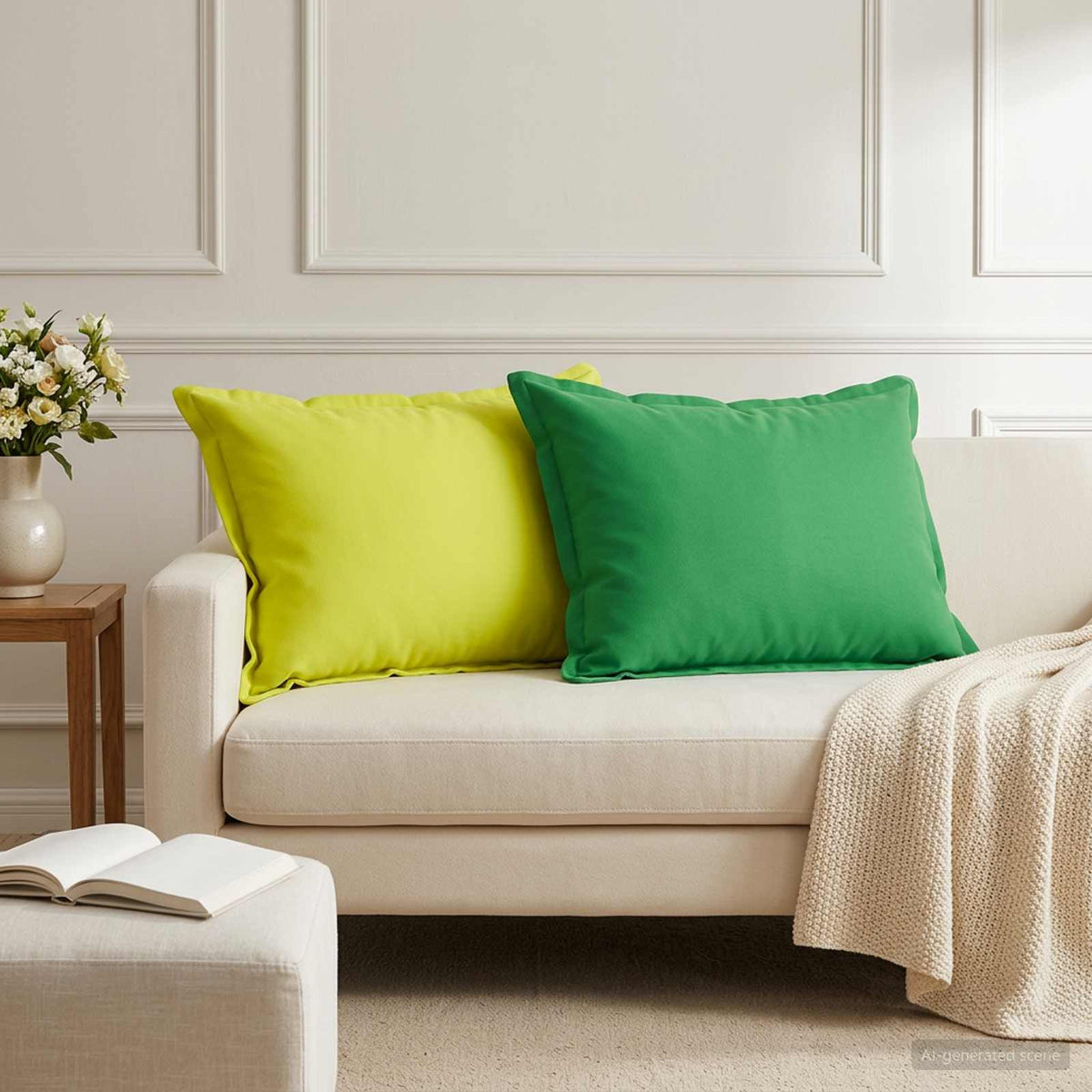Cushion with Pillow HOUTEN 2 pcs Bright Green Polyester