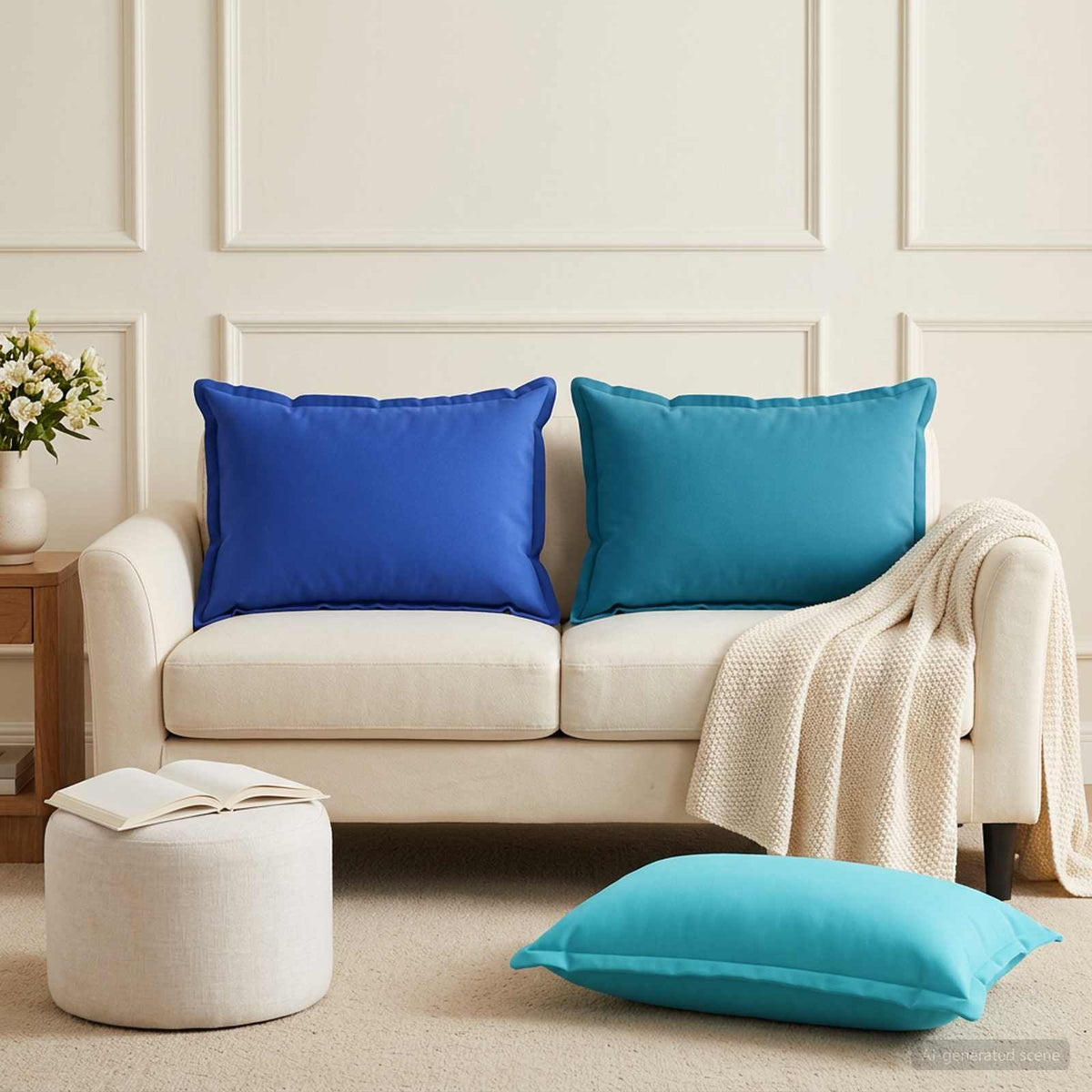 Cushion Cover 6 pcs HOUTEN Royal Blue 50 x 80 cm Polyester