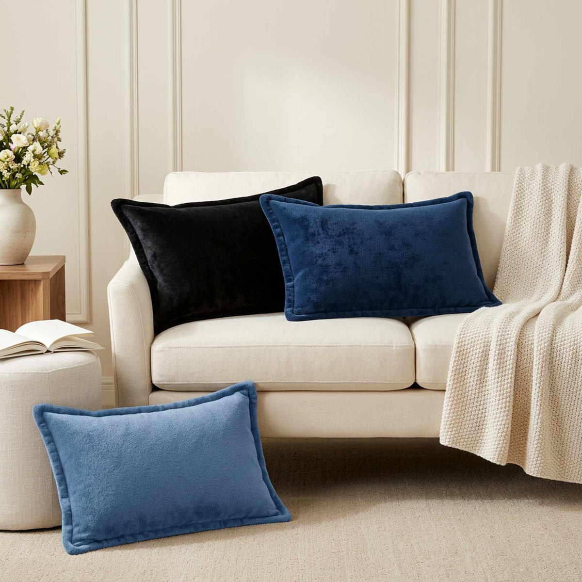 Cushion Cover 6 pcs HOUTEN Light Blue 50 x 70 cm Flannel