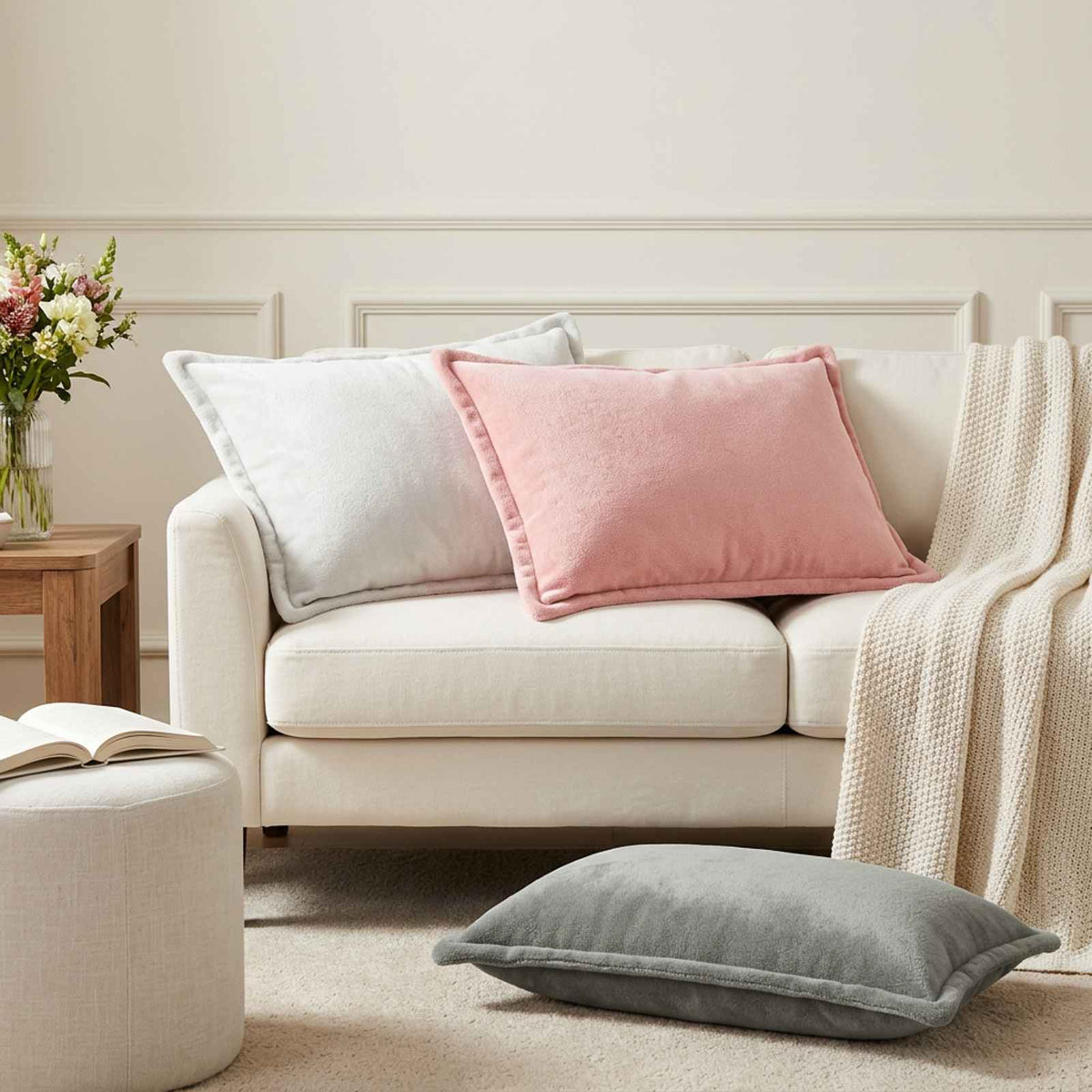Cushion Cover 2 pcs HOUTEN Pink 50 x 80 cm Flannel