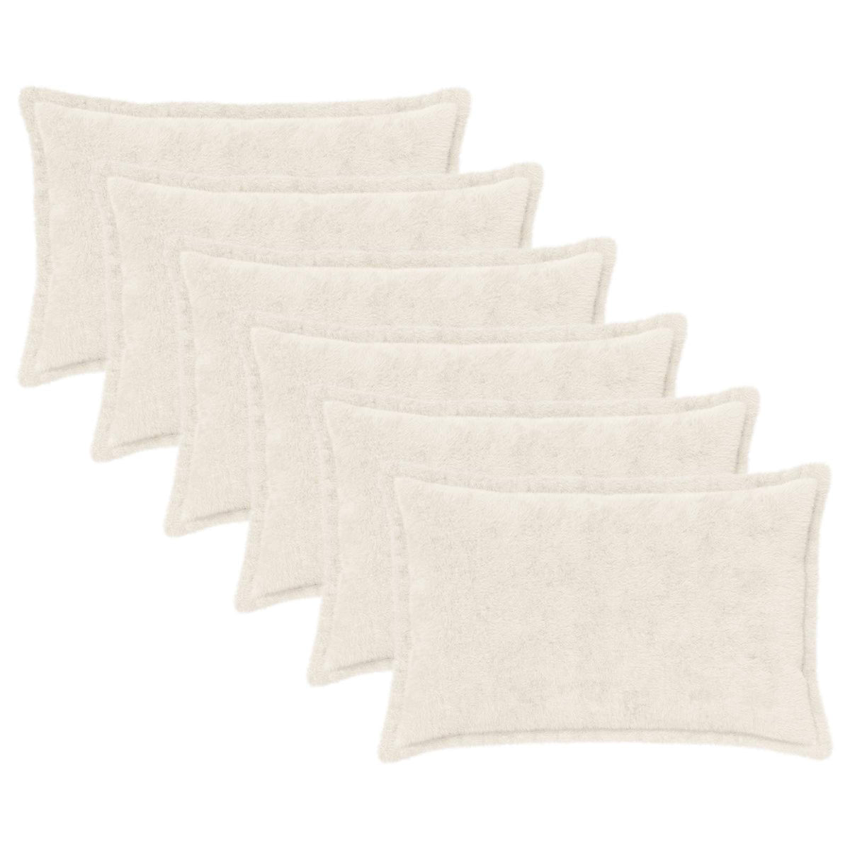 Cushion Cover 6 pcs HOUTEN White 50 x 70 cm Faux Rabbit Fur