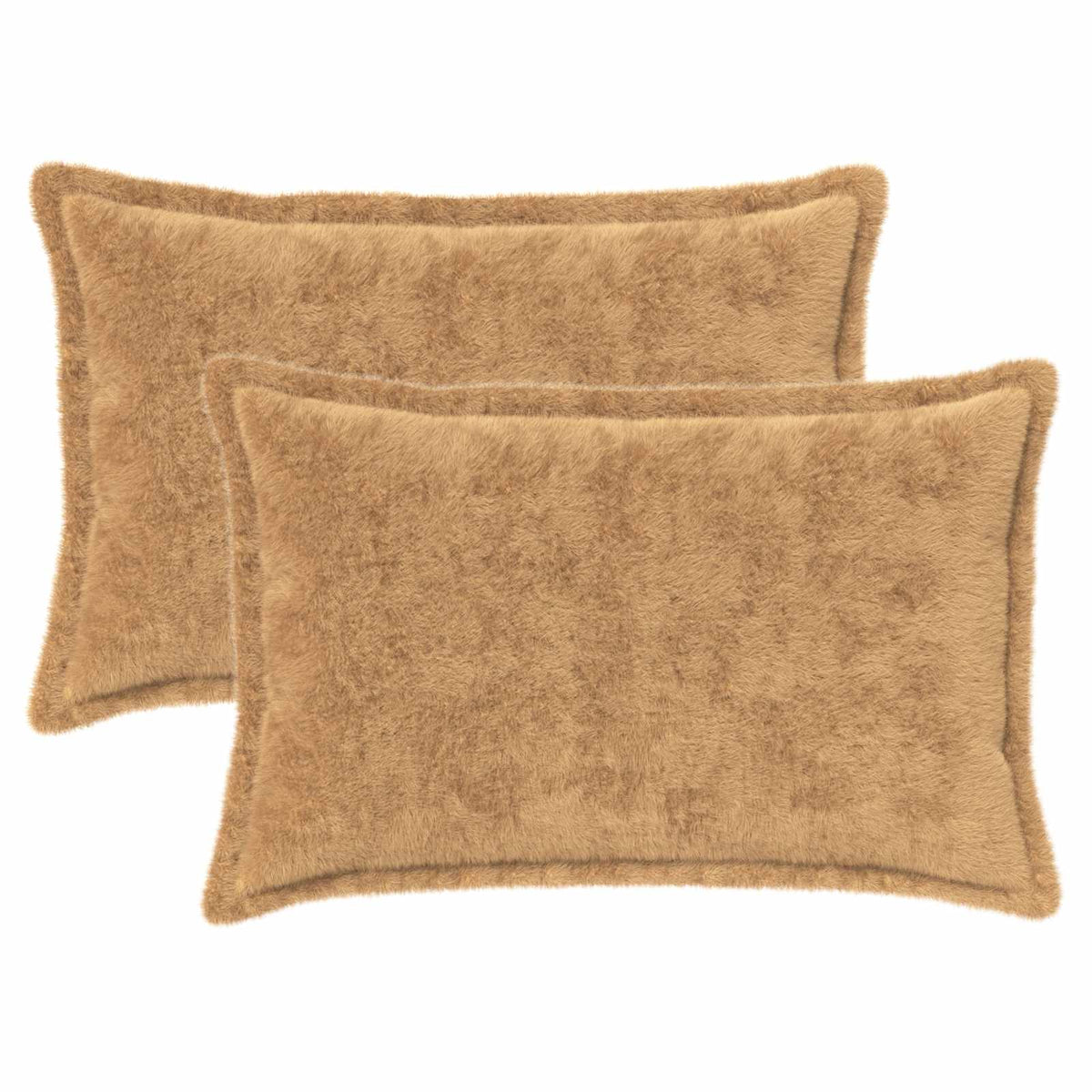 Cushion Cover 2 pcs HOUTEN Taupe 50 x 70 cm Faux Rabbit Fur