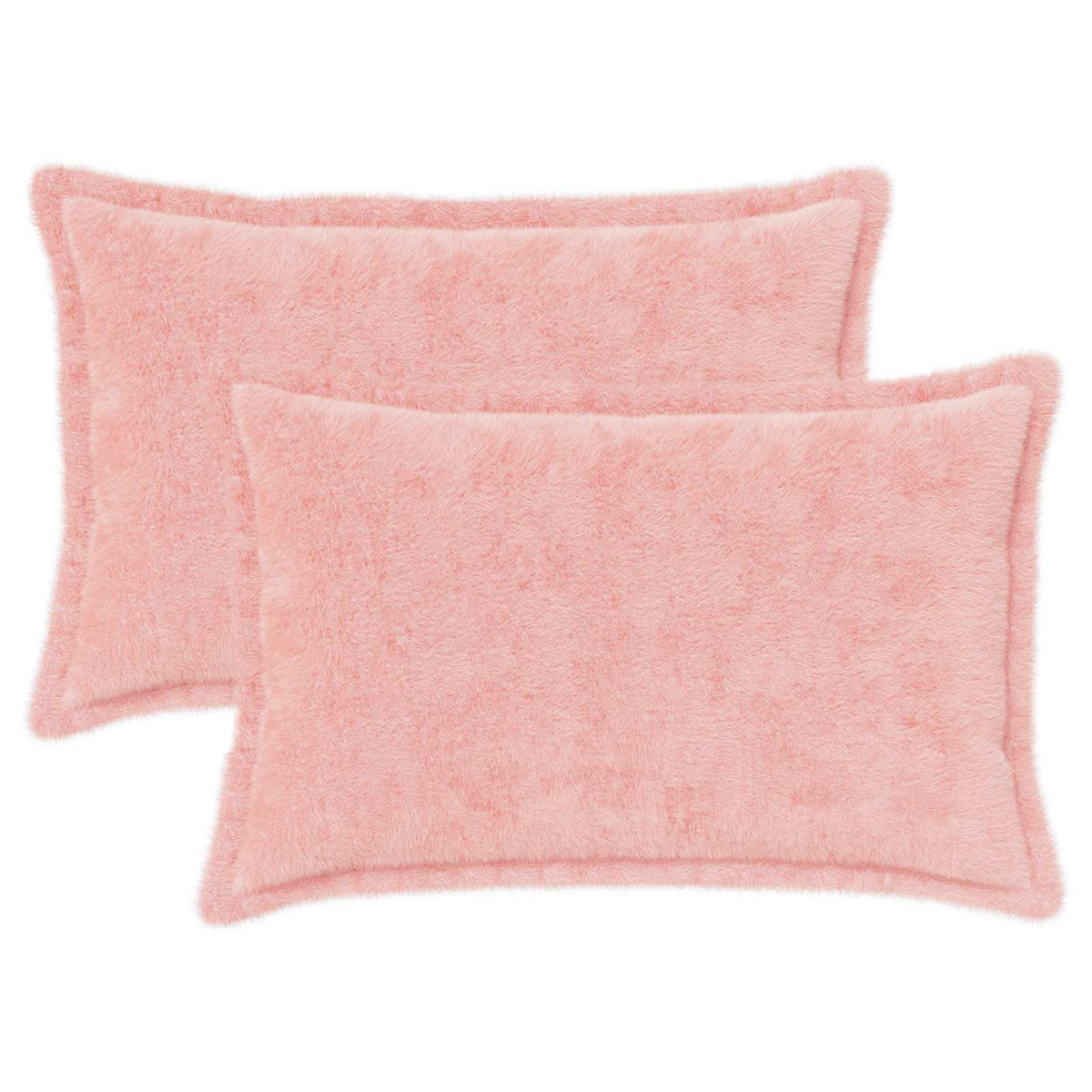Cushion Cover 2 pcs HOUTEN Pink 50 x 70 cm Faux Rabbit Fur