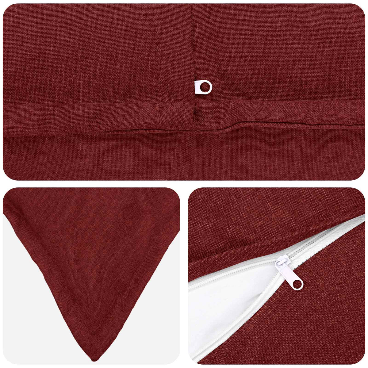Cushion Cover 6 pcs HOUTEN Wine Red 50 x 75 cm Faux Linen