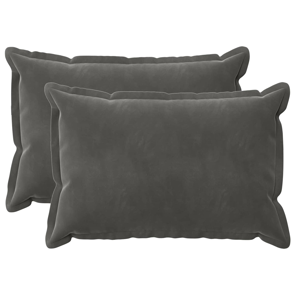 Cushion Cover 2 pcs HOUTEN Dark Grey 50 x 75 cm Velvet