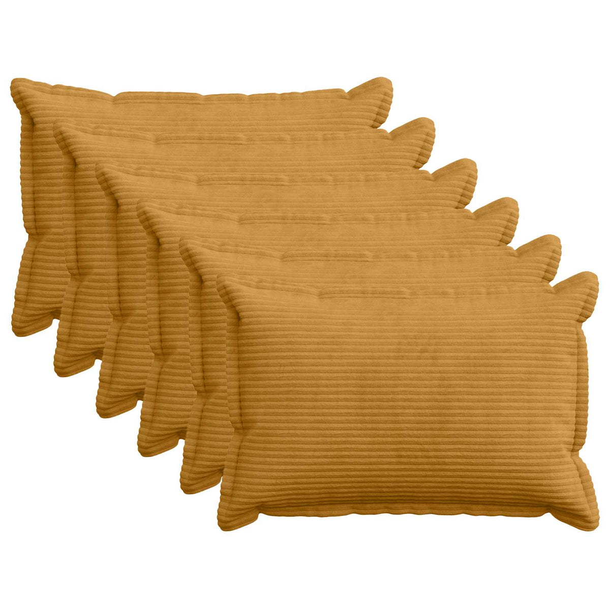 Cushion Cover 6 pcs HOUTEN Yellow 50 x 75 cm Corduroy