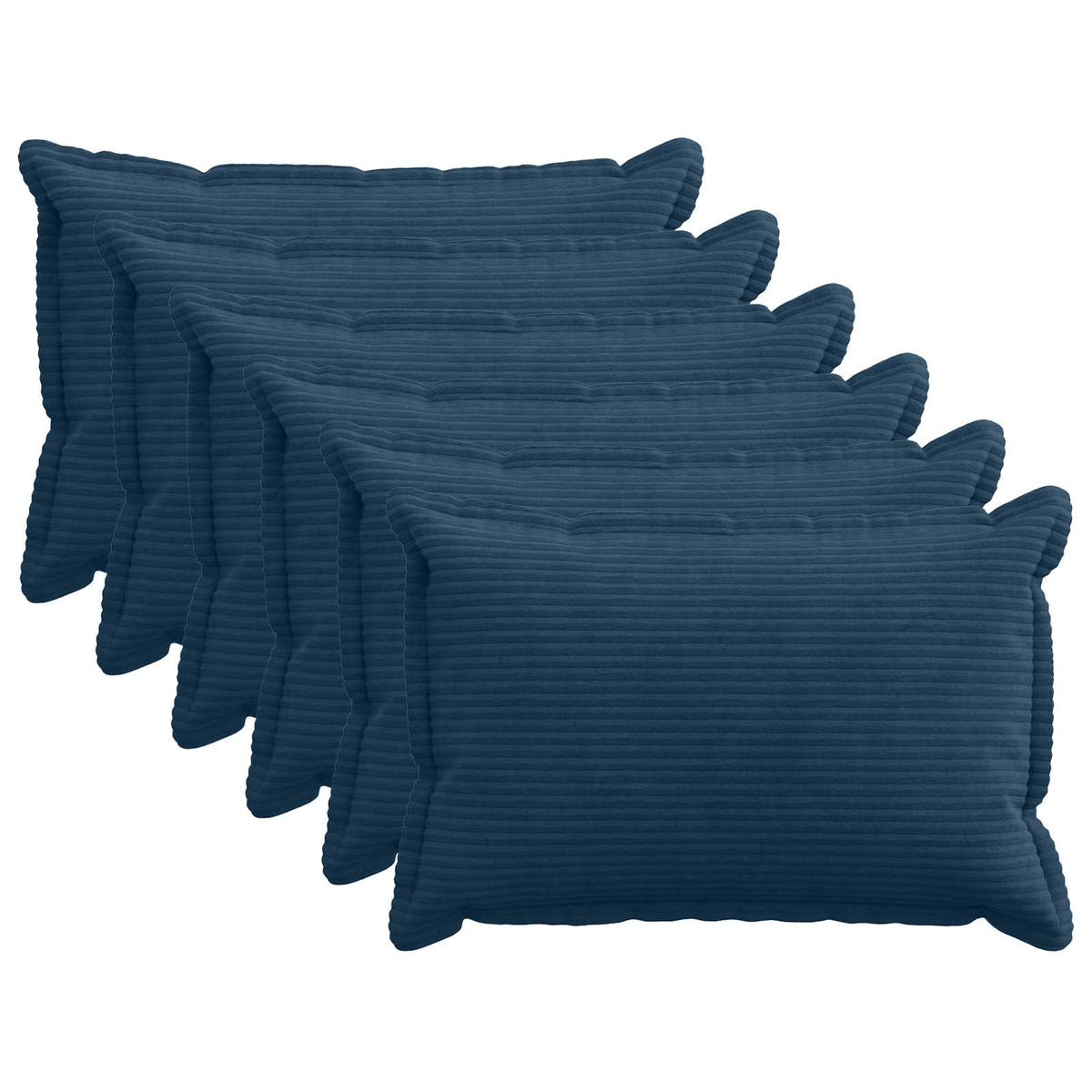Cushion Cover 6 pcs HOUTEN Navy Blue 50 x 75 cm Corduroy