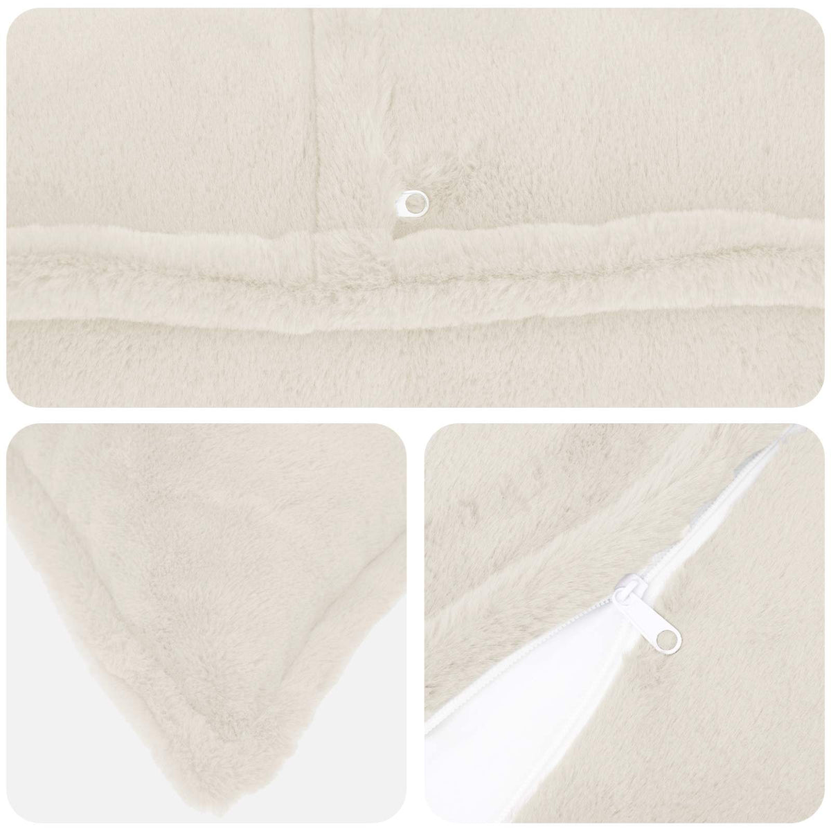 Cushion Cover 2 pcs HOUTEN White 50 x 75 cm Faux Rabbit Fur