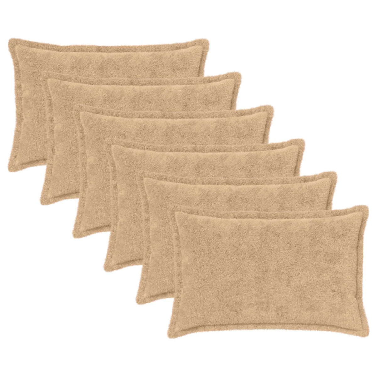 Cushion Cover 6 pcs HOUTEN Cream 50 x 75 cm Faux Rabbit Fur