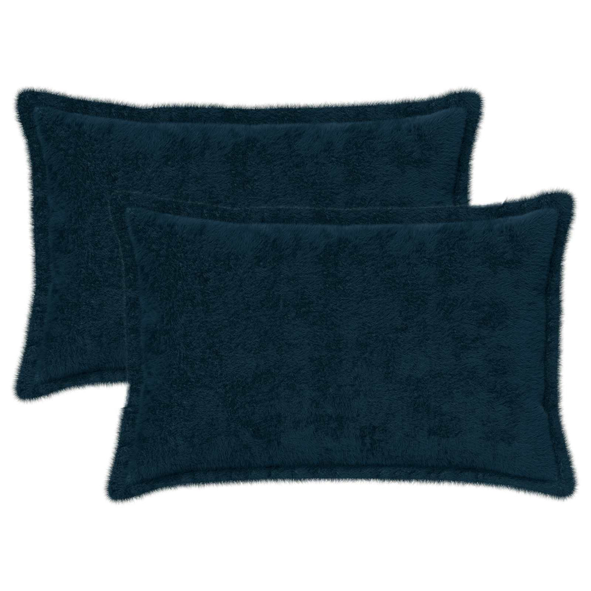 Cushion Cover 2 pcs HOUTEN Navy Blue 50 x 75 cm Faux Rabbit Fur
