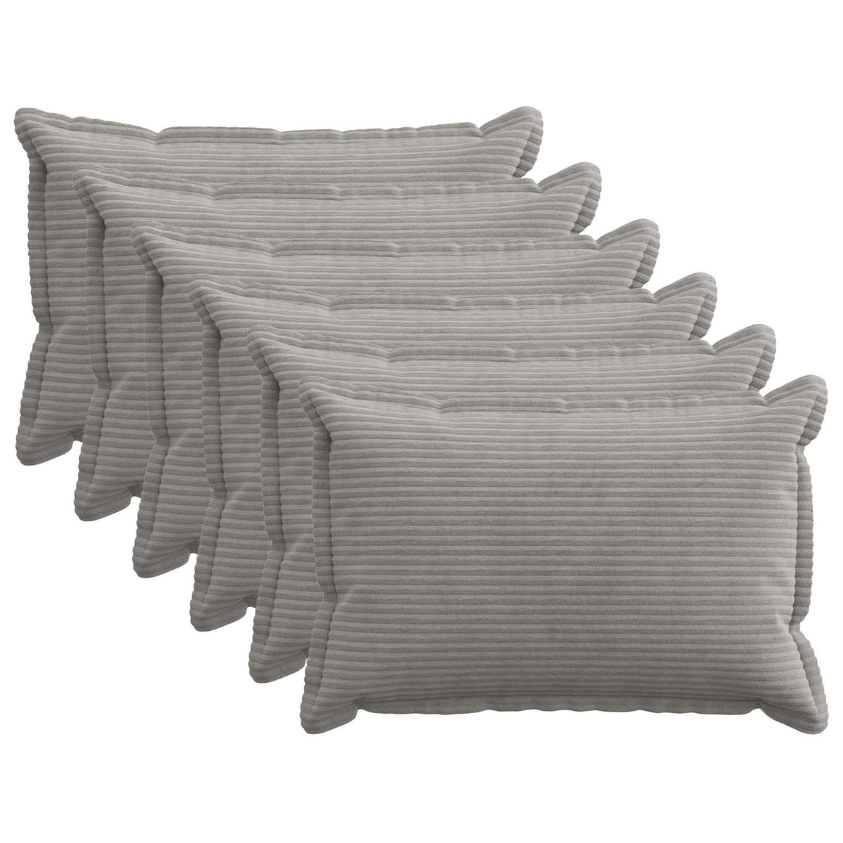 Cushion Cover 6 pcs HOUTEN Light Grey 50 x 80 cm Corduroy