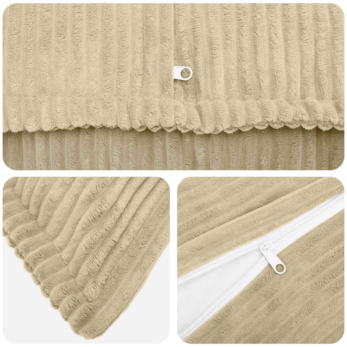 Cushion Cover 2 pcs HOUTEN Grey Green 50 x 80 cm Corduroy