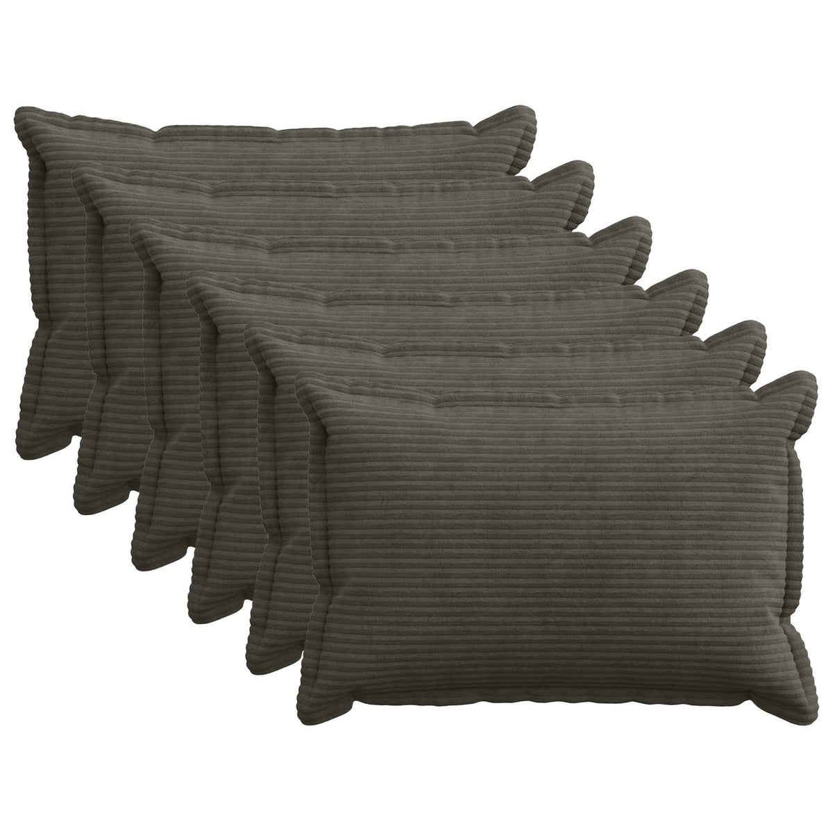 Cushion Cover 6 pcs HOUTEN Anthracite 50 x 80 cm Corduroy