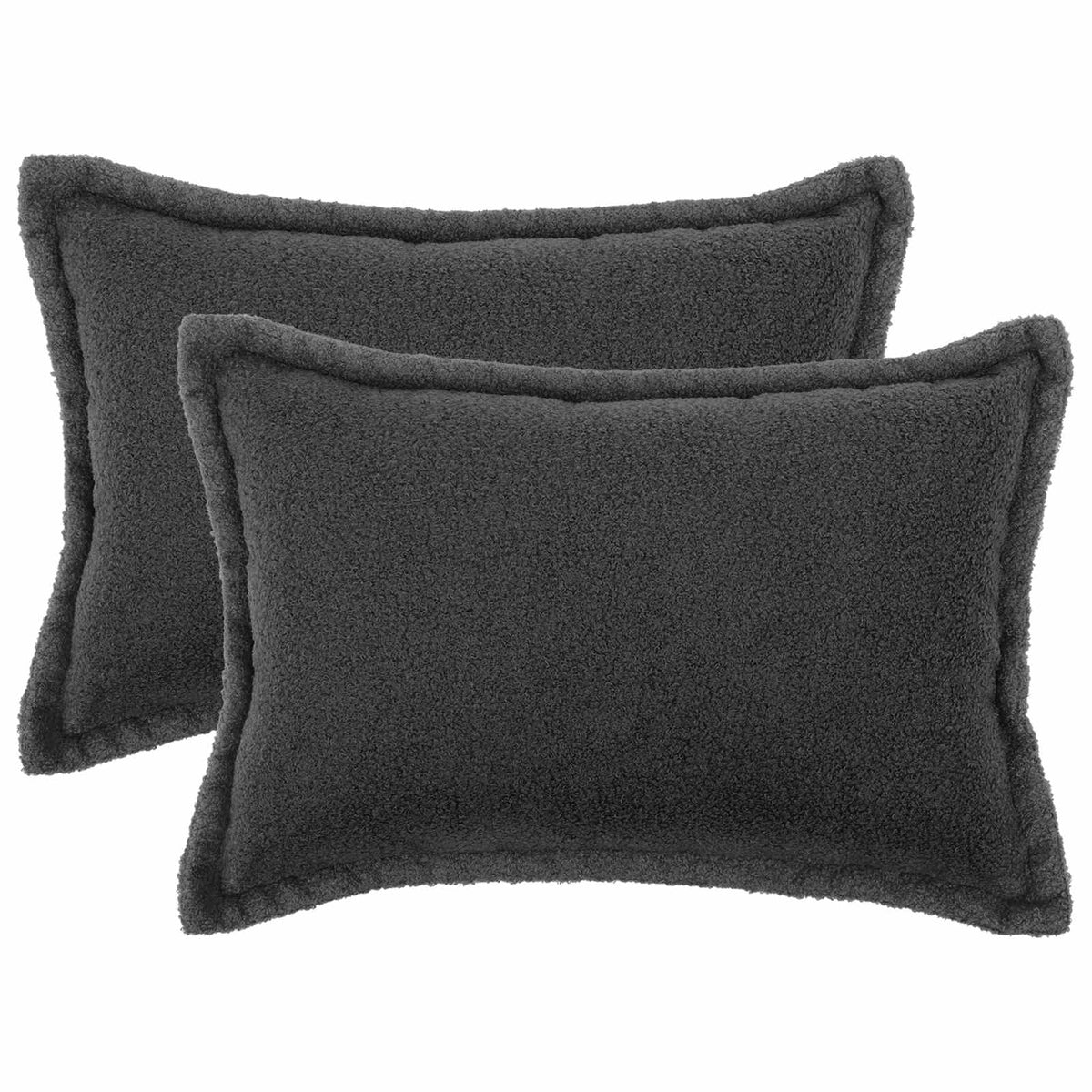 Cushion Cover 2 pcs HOUTEN Dark Grey 50 x 80 cm Bouclé