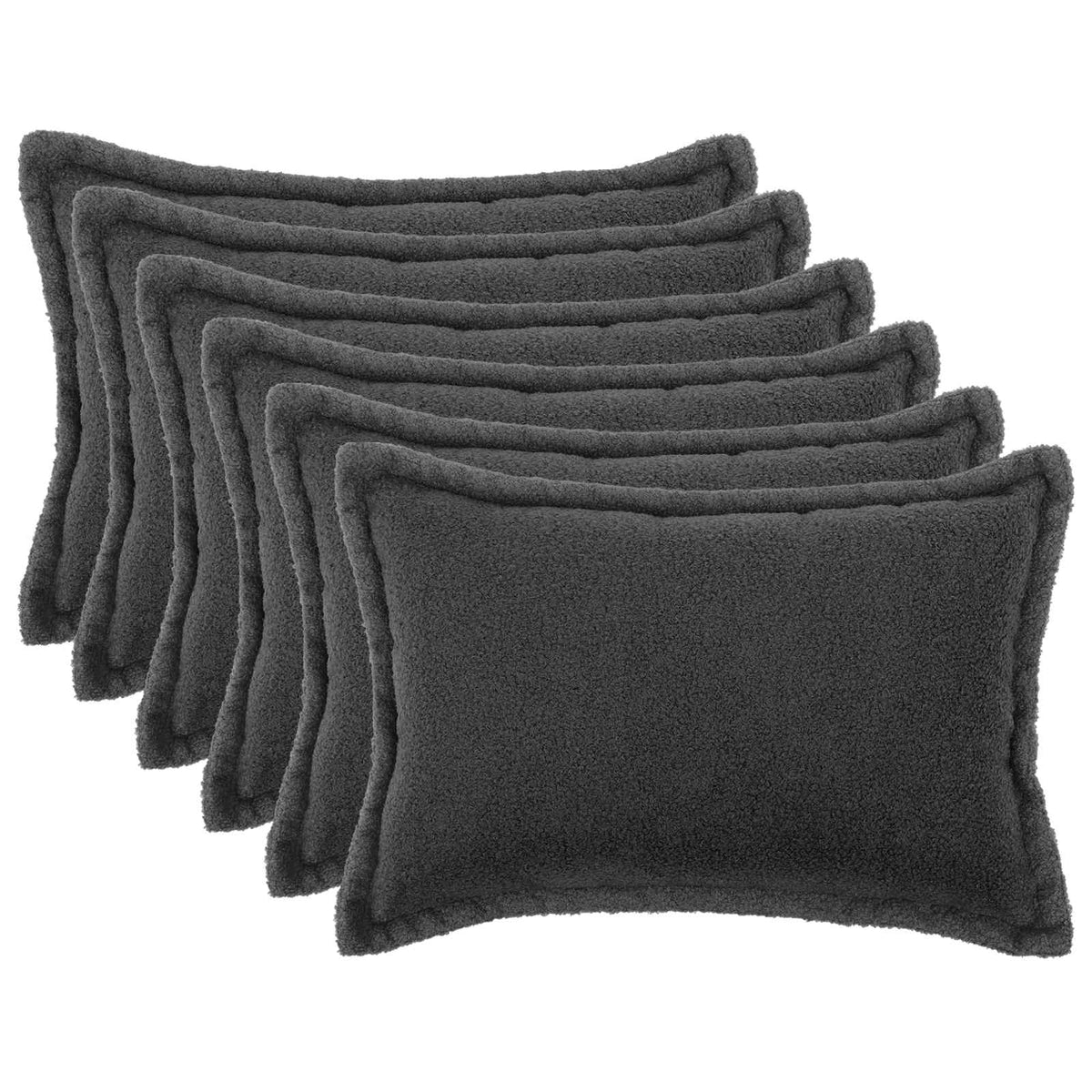 Cushion Cover 6 pcs HOUTEN Dark Grey 50 x 80 cm Bouclé