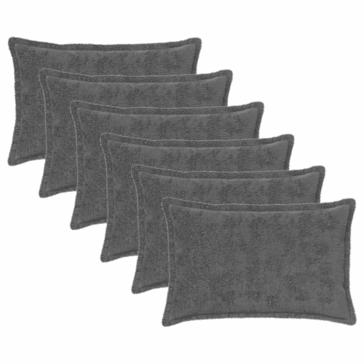 Cushion Cover 6 pcs HOUTEN Dark Grey 50 x 80 cm Faux Rabbit Fur
