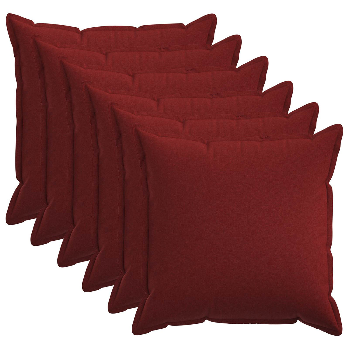 Cushion Cover 6 pcs HOUTEN Wine Red 55 x 55 cm Faux Linen