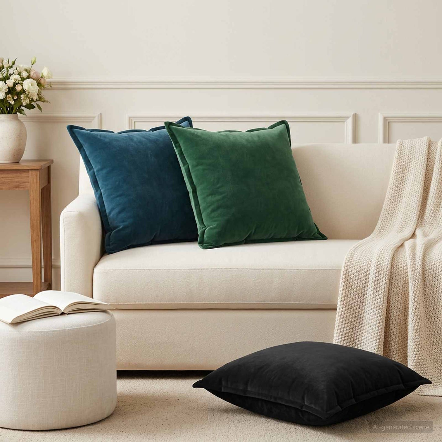 Cushion with Pillow HOUTEN 2 pcs Dark Green Velvet