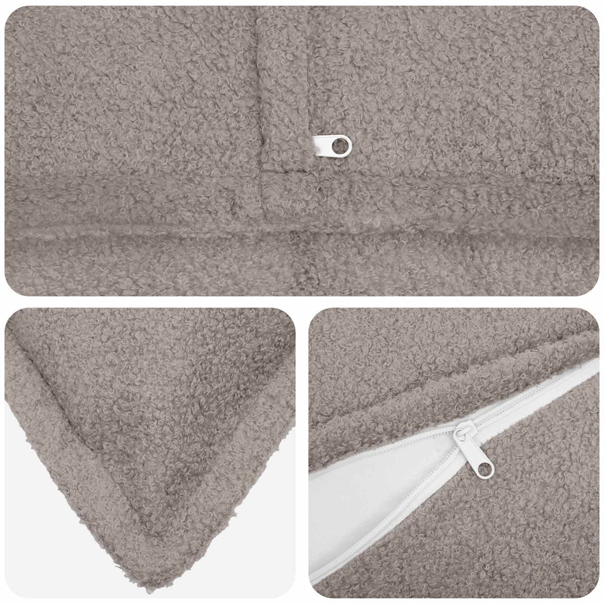 Cushion Cover 2 pcs HOUTEN Light Grey 55 x 55 cm Bouclé