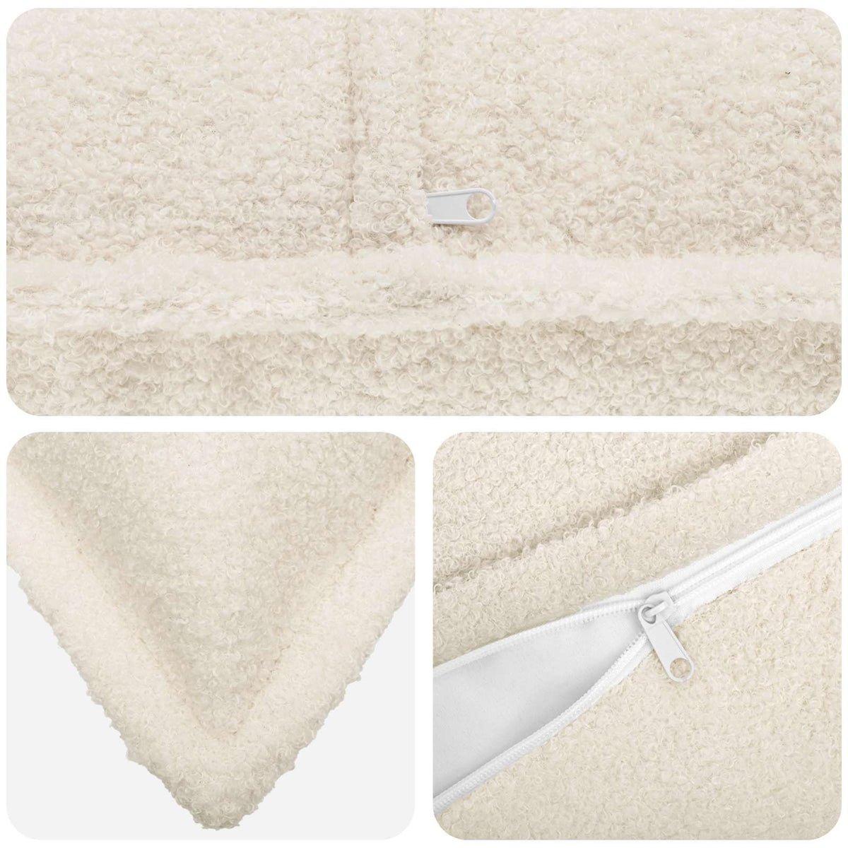 Cushion Cover 6 pcs HOUTEN Cream 55 x 55 cm Bouclé