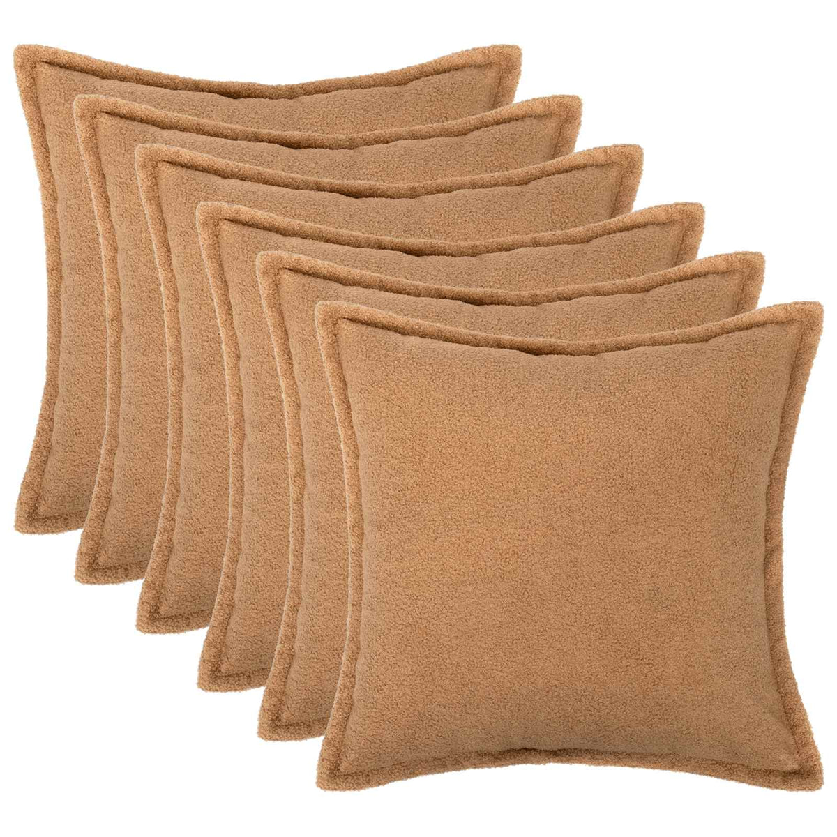 Cushion Cover 6 pcs HOUTEN Beige 55 x 55 cm Bouclé