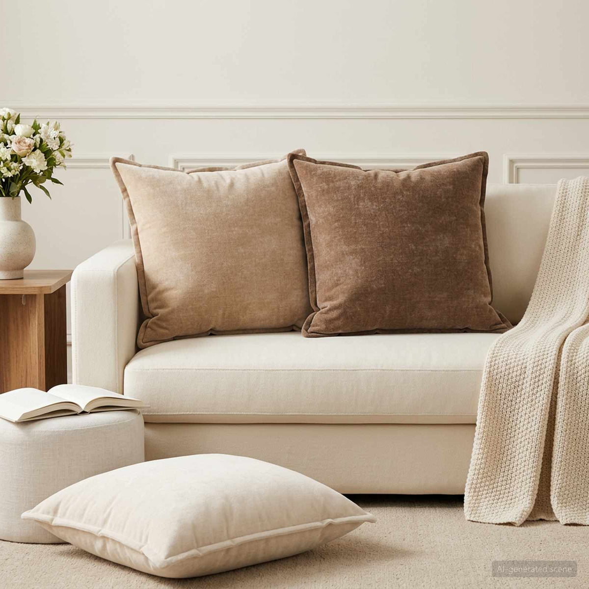 Cushion Cover 6 pcs HOUTEN Brown 55 x 55 cm Chenille Fabric
