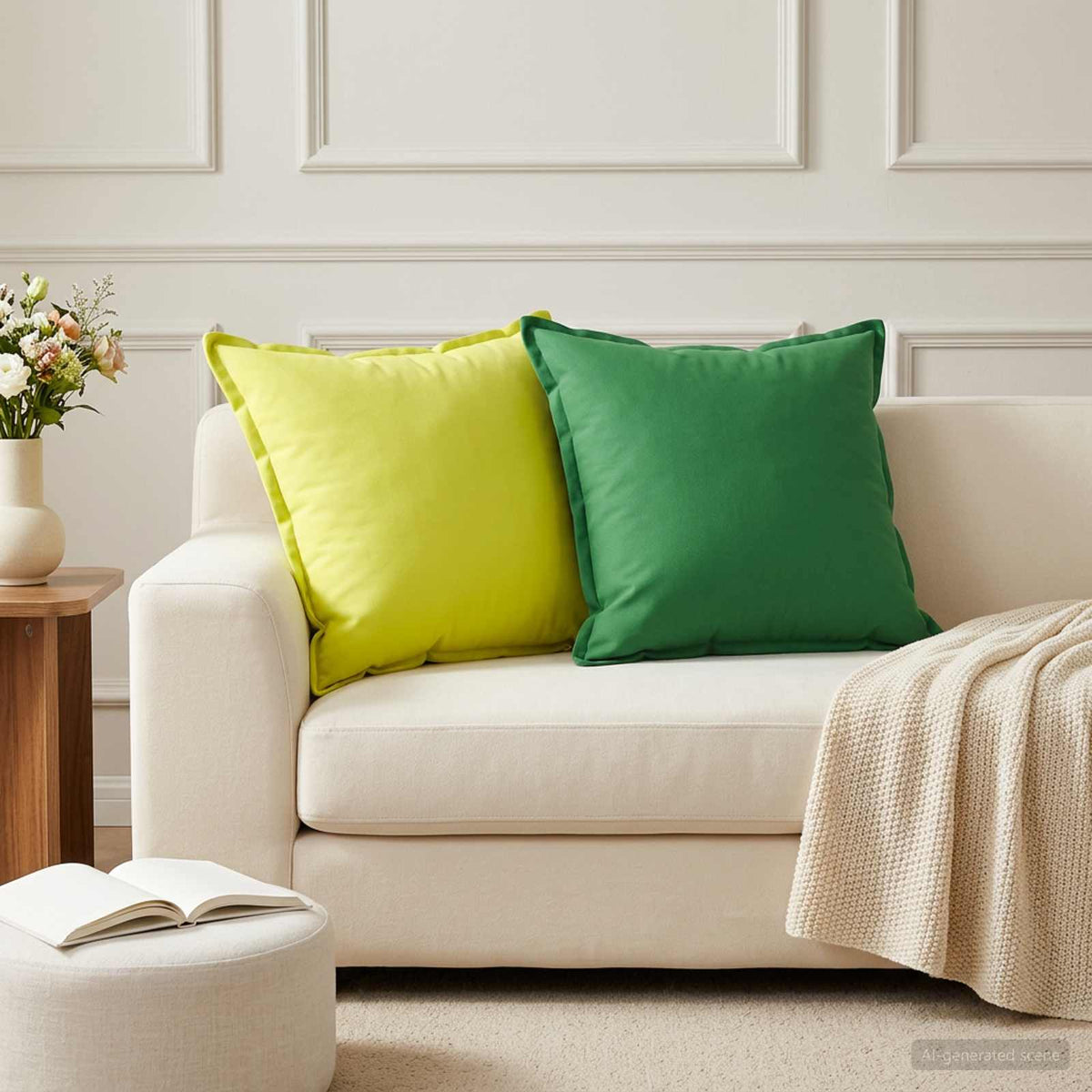 Cushion Cover 2 pcs HOUTEN Green 55 x 55 cm Polyester