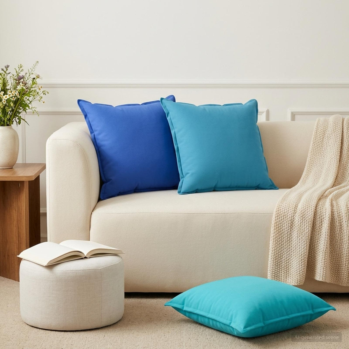 Cushion Cover 2 pcs HOUTEN Royal Blue 55 x 55 cm Polyester
