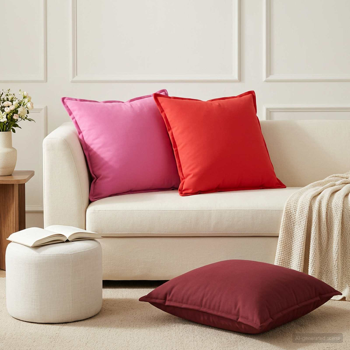 Cushion Cover 2 pcs HOUTEN Pink 60 x 60 cm Polyester